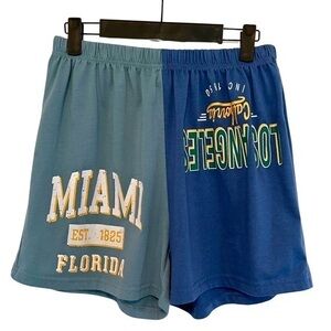 SHEIN Blue and Teal Miami Florida Los Angeles Lounge Shorts, Women's Size Large